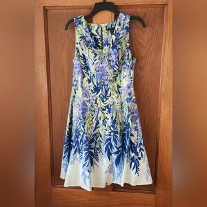 Maggy London Floral Midi Dress in Blue and Purple